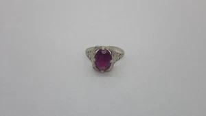 Vintage Edwardian 14K White Gold Ostby & Barton Ruby Filigree Child Ring - Picture 1 of 9