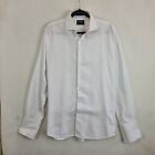 Hackett London Men's Shirt White Windowpane Double Cuff Collar 17