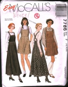 7786 McCalls Vintage SEWING Pattern Misses 1990s Jumper Two Lengths Dress 20 OOP - Picture 1 of 2