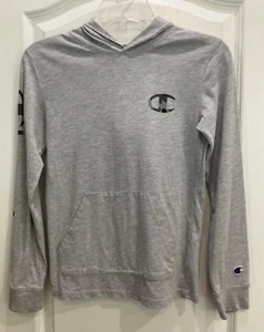 Champion Boy's Lightweight Hoodie Size M Gray Hand Warmer Pockets Long Sleeve 35 - Picture 1 of 8