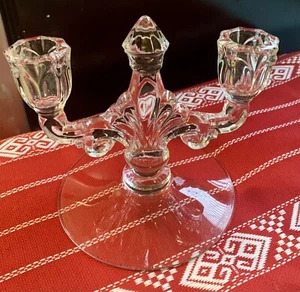 Heisey Glass Trident Double Taper Candle Holder - Picture 1 of 6