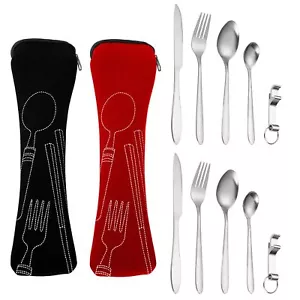 Campingbesteck Set 2 Sets Edelstahl Besteckset Outdoor Reisebesteck Essbeste... - Bild 1 von 7