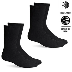 Jefferies Socks Mens Merino Wool Hiking Outdoor Work Black Crew Boot 2 Pack - Picture 1 of 7