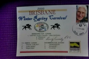 AUSSIE JOCKEY LARRY CASSIDY HAND SIGNED HORSE RACING COVER - Picture 1 of 1