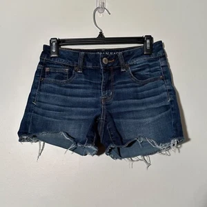 American Eagle Outfitters Jean Shorts Shortie Super Stretch Cutoff Women's Sz 4 - Picture 1 of 6
