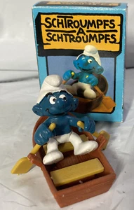 RARE Super Smurf ~ Row Boat Smurf ~ Schleich 4.0219 German BOX - Picture 1 of 12