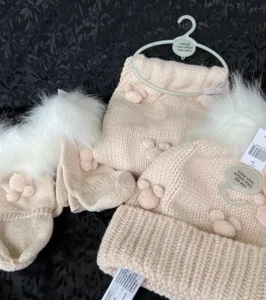 Mickey Mütze rosa Strick Bommelmütze, Handschuhe und Schal Set Disney Parks Winterset - Bild 1 von 8