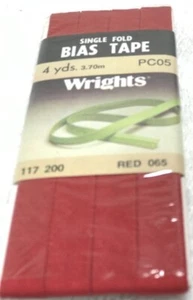 (5) WRIGHTS BIAS TAPE SINGLE FOLD 065 RED - Picture 1 of 2