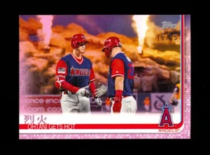 2019 TOPPS MINI #367 SHOHEI OHTANI GETS HOT W/ TROUT PINK RARE KANJI SSP #16/25! - Bild 1 von 2