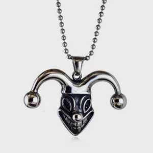 Mens Stainless Steel Punk Biker Boys Joker Clown Pendant Necklace Jewelry Chain - Picture 1 of 7