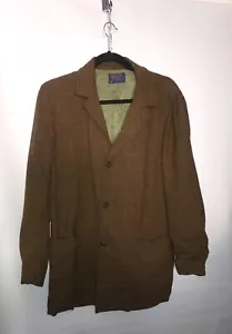 Pendleton Vintage Blazer Men 37 Virgin Wool Brown Red Check Blazer Jacket Plaid - Picture 1 of 11
