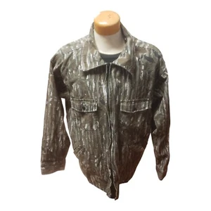 Vintage DeerSkin Tree Bark Camouflage Style Cotton Zip Shirt - 2XL - Picture 1 of 3