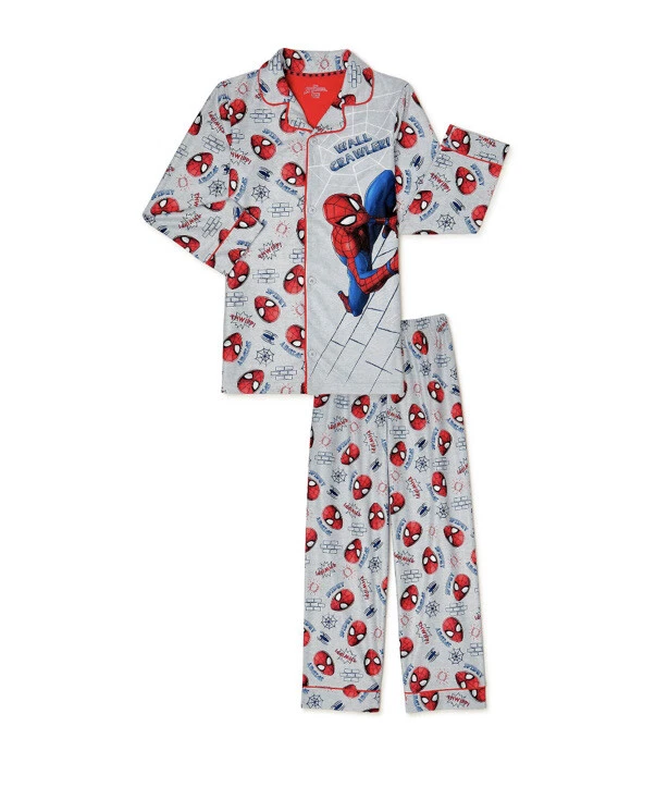Marvel Spider-Man Boys Gray Long Sleeve 2 Piece Set Pajamas Size ( S 6-7 )