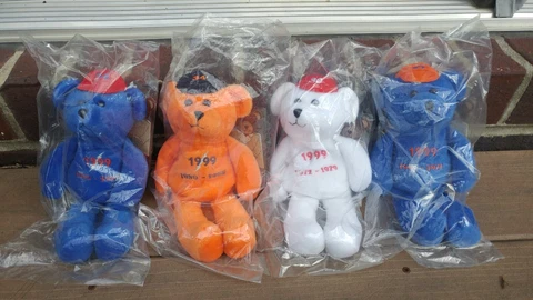 Lot of 4 Nolan Ryan Express to Cooperstown Plush Bears - 3 are sealed, 1 is open Cover