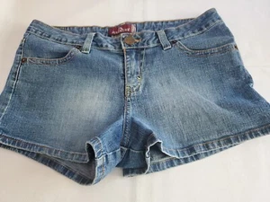 Pantaloncini jeans blu denim elasticizzato vita bassa Jordache vintage anni 90 taglia 11/12 - Foto 1 di 10