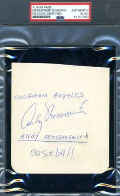 Andy Messersmith Norm Sherry PSA DNA Coa Signed Vintage Album Page Autograph - Image 1 of 2