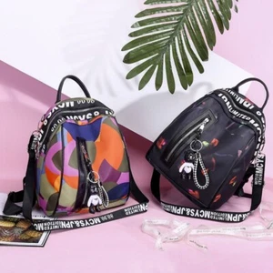 Gilrs Teen Cute Backpack Graphic Printing With Bear Charm - Picture 1 of 10