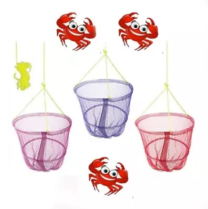 CRAB FISH CRAYFISH LOBSTER DROP NET BAIT CLIP & ROPE SAFE CRABBING BASKET 1-2-3 - Picture 1 of 11