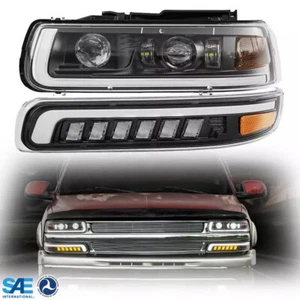 For 99-02 Chevy Silverado 00-06 Suburban Tahoe LED Headlights Turn Signal Lamps - Picture 1 of 10
