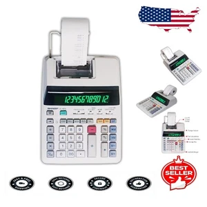 Professional 12-Digit Printing Calculator with Fluorescent Display, AC Powered - Picture 1 of 7