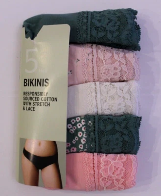 Paquete de 5 calzoncillos bikinis de encaje supersuaves ropa interior Ex M & S para damas de 6 a 22 Foto 1 de 4