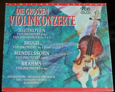 Die Grossen Violinkonzerte-Beethoven,Bruch,Mendelssohn,Brahms 3 CD Box limitiert - Bild 1 von 3