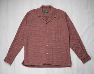 Gitman Vintage $230 NWT Burgundy Red Brushed Houndstooth Flannel Camp Shirt M - Picture 1 of 7