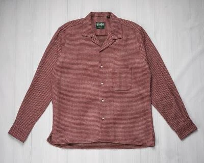 Gitman Vintage $230 NWT Burgundy Red Brushed Houndstooth Flannel Camp Shirt M - Image 1 of 4