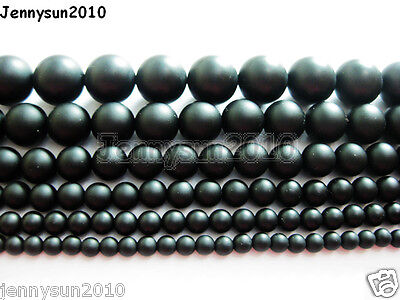 Natural Onyx Gemstone Round Beads Matte Black 15.5'' 4mm 5mm 6mm 8mm 10mm 12mm • 2.09€