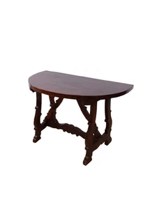 Console a mezzaluna fratinata in noce-metà 800-consolle-tavolino-tavolo da muro - Foto 1 di 23