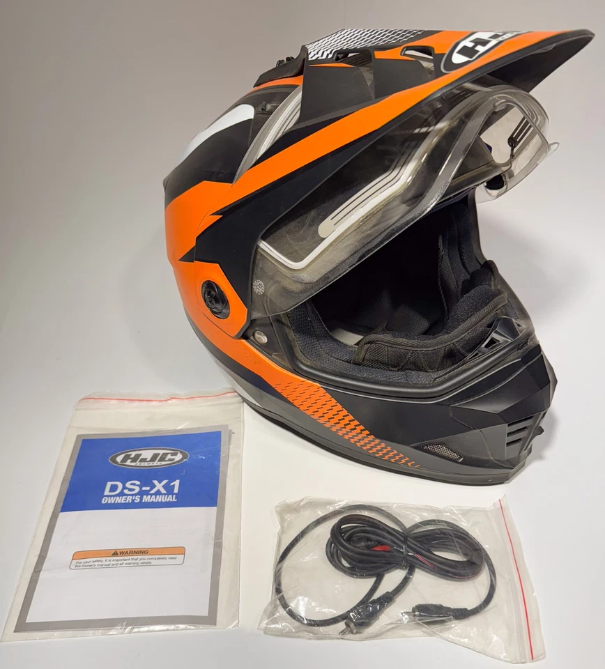 Casco deportivo doble HJC DS-X1 naranja/negro mediano + manual y cable todoterreno Foto 1 de 4