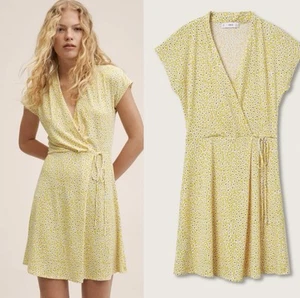 Mango geblümtes gelbes kurzärmliges Kleid, vorne zum Binden, Größe 6 - Bild 1 von 8