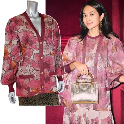 GUCCI SUÉTER NOJUM LÚREX FLORAL CÁRDIGAN MANGAS VOLUMINOSAS talla L GRANDE Foto 1 de 4