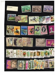MALAYA COLLECTION 4 PAGES, OVER 130 STAMPS cat $40.+ USED LOT 303-77b - Picture 1 of 4