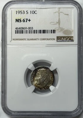 1953-S Roosevelt Dime NGC MS67+ Toner! Silver 10c  - Image 1 of 3