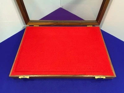 Vintage Wood & Glass Display Case with Red Felt & Foam Insert – Collectibles - Image 1 of 4