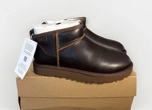 UGG CLASSIC ULTRA MINI LEATHER REGEN WOMAN'S BOOTS 1163490 SIZE 7 IRONWOOD (NEW) - Picture 1 of 13