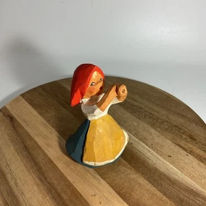 Henning Hand Carved Lady Figure Norway 3.25” Missing Horn - Picture 1 of 8