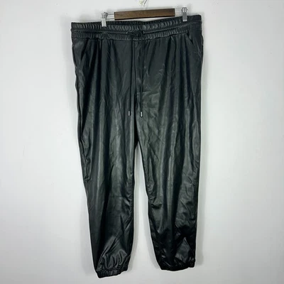 Pantalones de chándal Nine West XXL negros de imitación de cuero ropa de calle motociclista grunge vanguardistas nuevos con etiquetas Foto 1 de 4