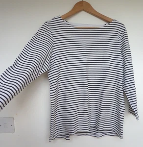 JOULES black white HARBOUR PRINT STRIPED BRETON top t shirt Size 16 - Picture 1 of 8