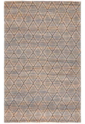 Safavieh Natural Fiber Beige/Blue Doormat 3 x 5 ft Abstract Geometric Area Rug - Image 1 of 4