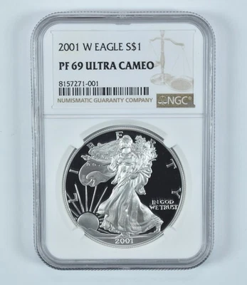 American Silver Eagle 2001-W PF69 UCAM NGC etiqueta marrón *2282 Foto 1 de 4