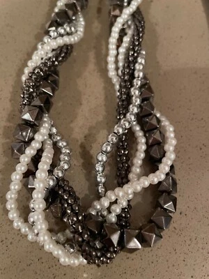 Collar grueso Ann Taylor, gargantilla torcida de perlas y plata Foto 1 de 2