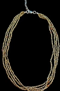 Vintage Gold Rocailles Halskette 4 Stränge Schmuck/17"-19"L - Bild 1 von 4