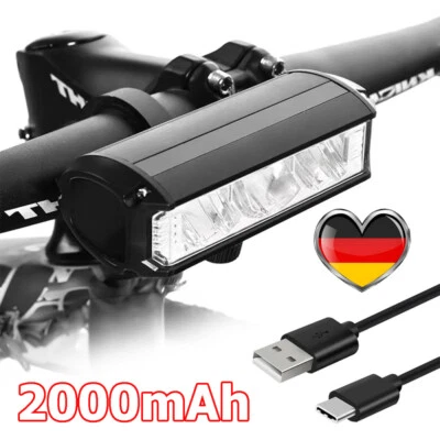 MTB Front Light 2000MAH LED Mountain Bike Lights Rechargeable Bicycle LED Torch - Image 1 of 4