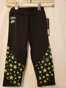 GK Elite Disney Leggings Child Size Large Black w/Green Stars NEW - Picture 1 of 7