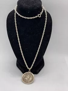 COLLANA E CIONDOLO VINTAGE ARGENTO STERLING SAN CRISTOFORO CATENA 12,8G 19" - Foto 1 di 6