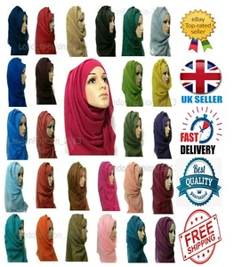 Viscose Scarf Maxi Hijab Women Girls Plain Large Long Wide Big Shawl Wrap Gift - Picture 1 of 56