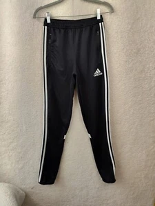Adidas Boys Pants Extra Large Black Polyester White Stripes Ankle Zipper Soccer - Picture 1 of 22