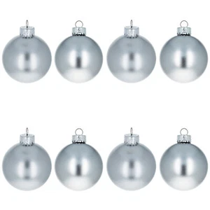 Set of 8 Shiny Silver Glass Christmas Ball Ornament DIY Craft 2.6 Inches - Picture 1 of 1